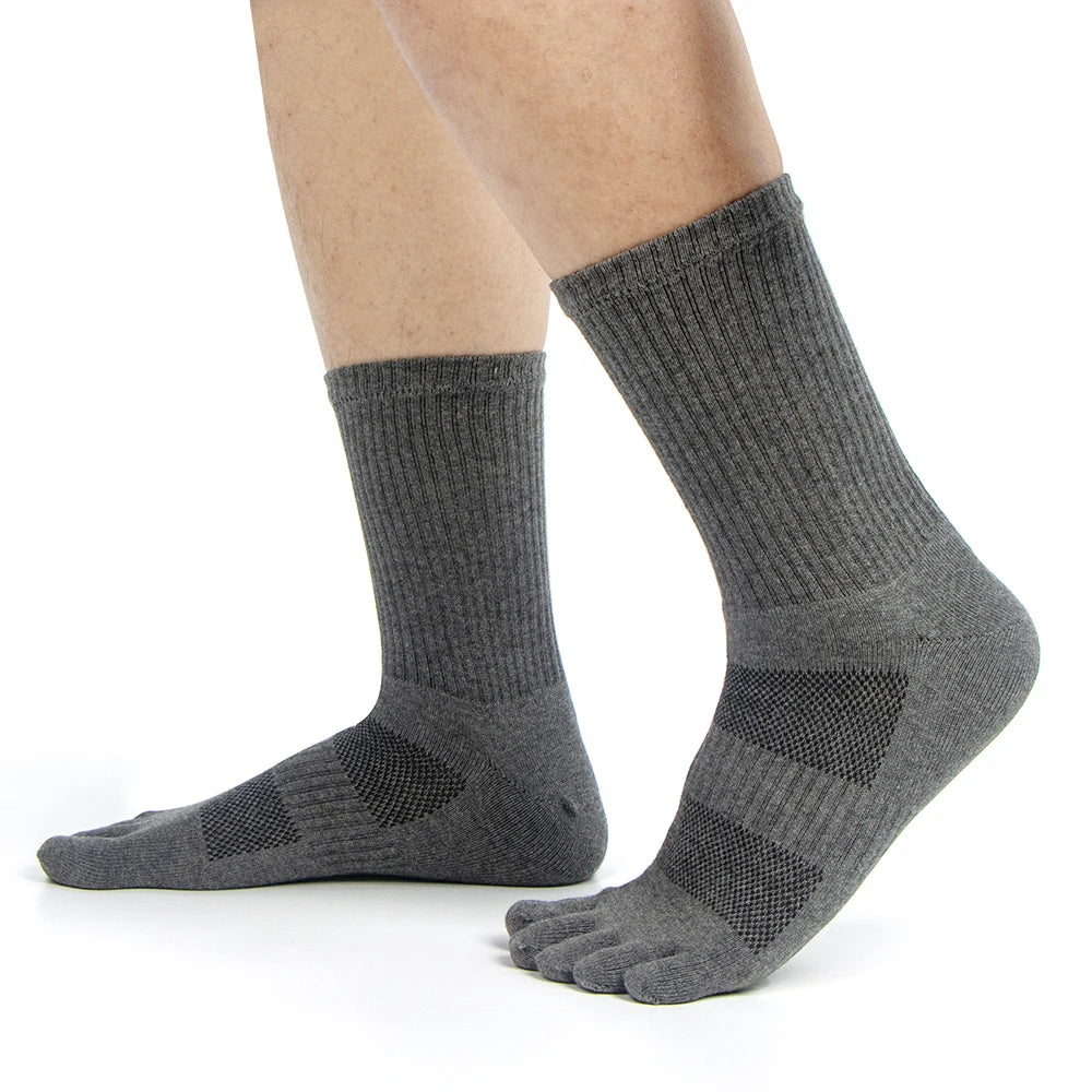 WRELS Toe Socks Cotton Athletic Running Five Finger Socks – Long Tube Outdoor Knee-High Socks