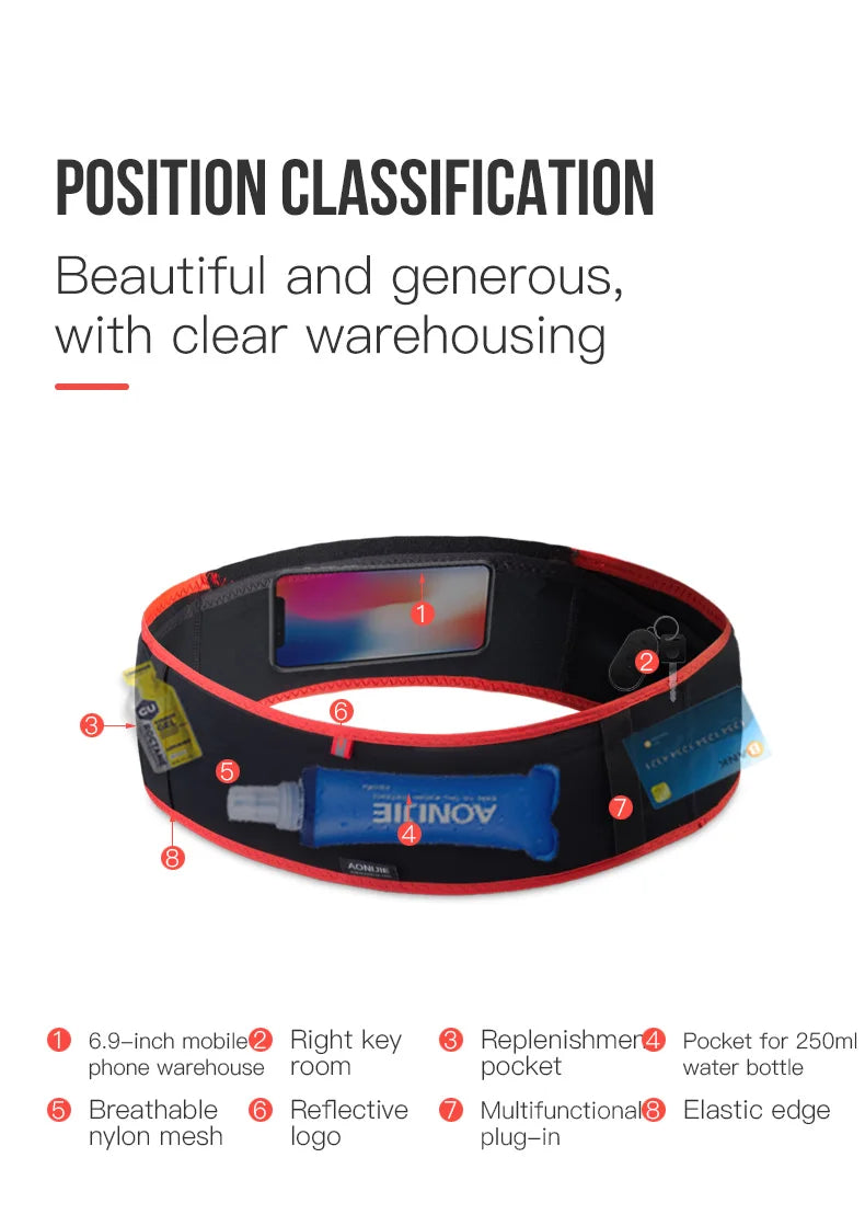 AONIJIE W938S Slim Running Waist Belt Pack Hydration Travel Gym Fitness Bag