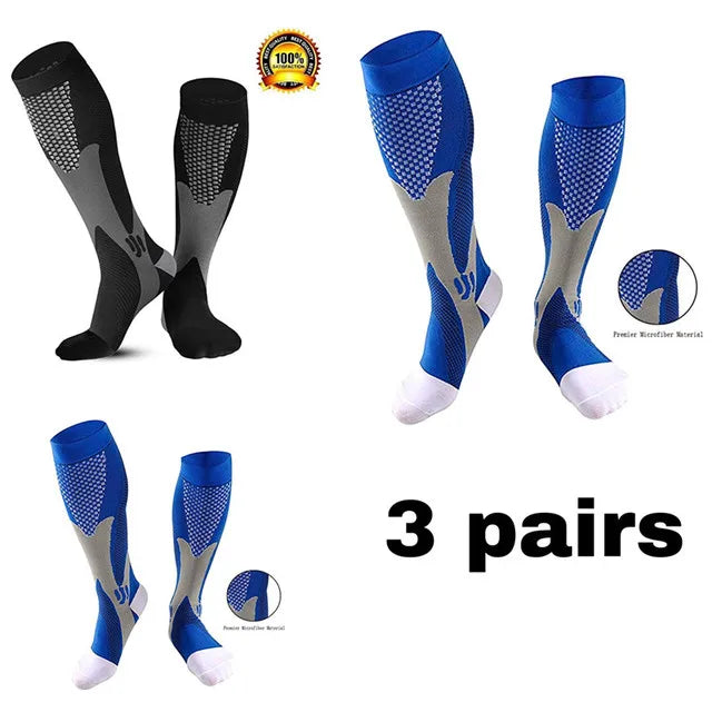 Men's Compression Socks for Running, Travel, Varicose Veins & Recovery, Breathable Support Stockings