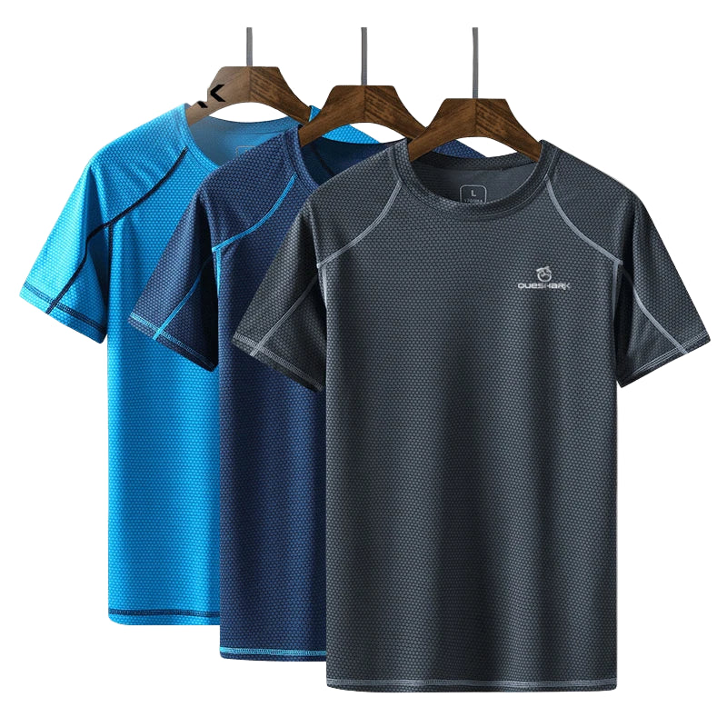 QUESHARK Men’s Quick Dry Running T-Shirt – Ultralight Breathable Gym Fitness Top