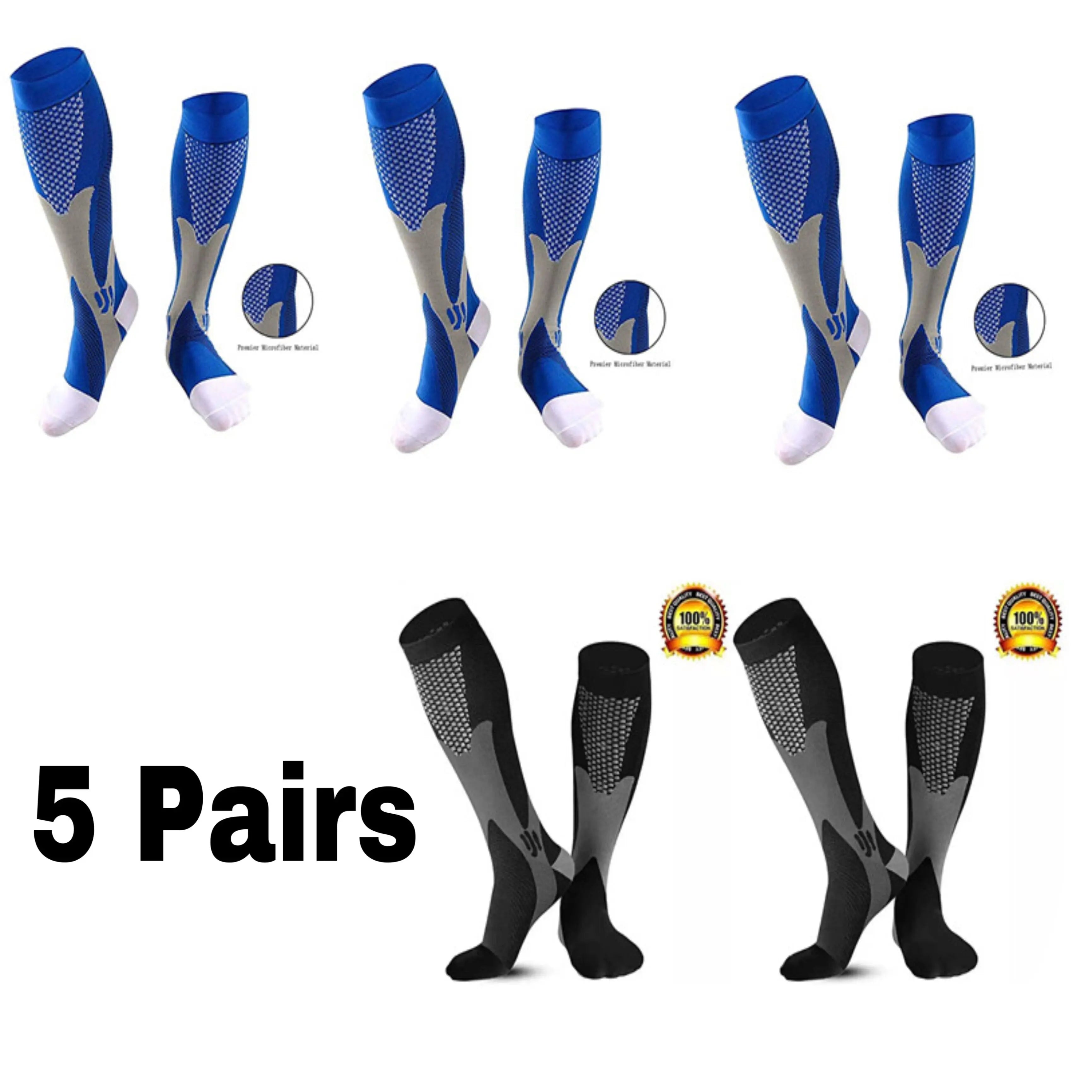 Men's Compression Socks for Running, Travel, Varicose Veins & Recovery, Breathable Support Stockings