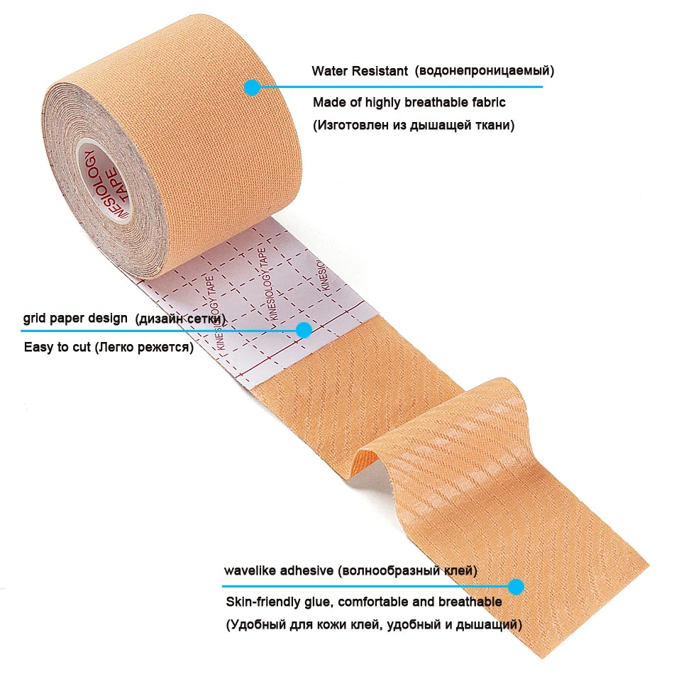Kinesiology Tape | 5 Sizes of Elastic Athletic Recovery Tape for Muscle Support and Pain Relief