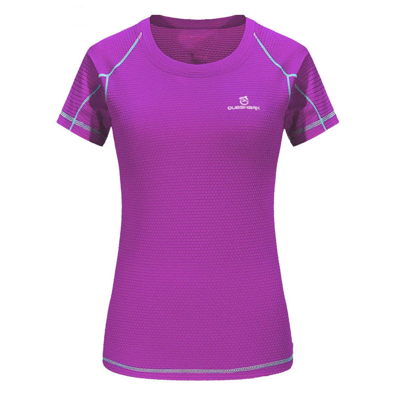 QUESHARK Women’s Quick Dry Running T-Shirt – Breathable Short Sleeve Fitness Top