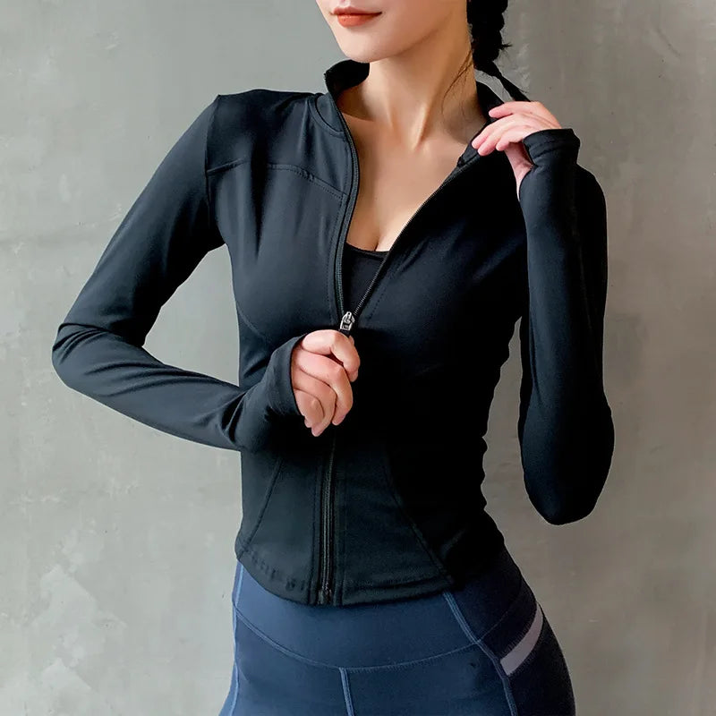 Women's Thumb Jacket 2024 Long Sleeve Quick-Dry Sports Coat