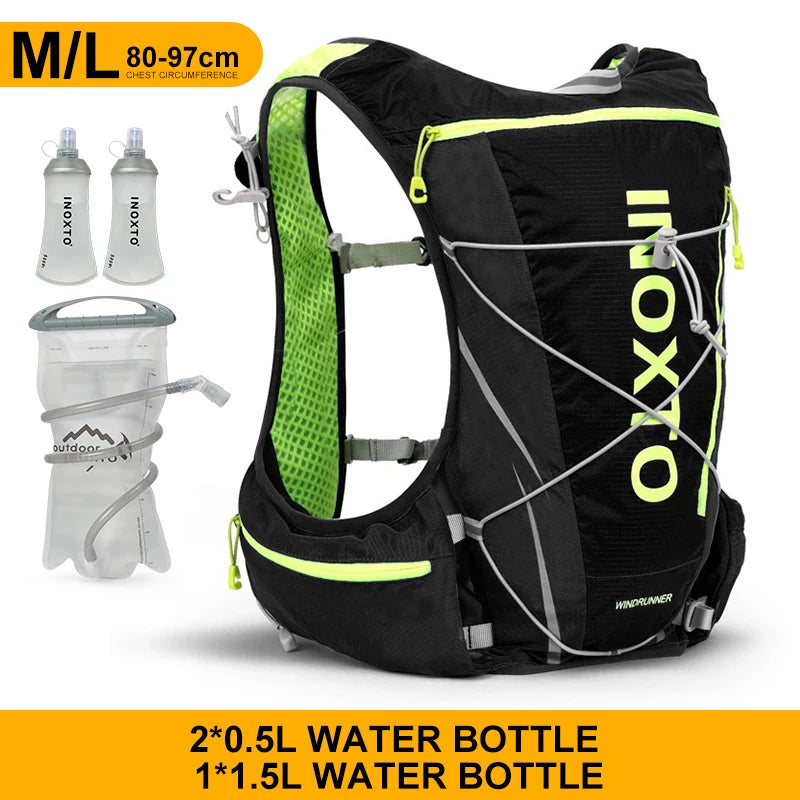 8L Hydration Running Vest Backpack with 1.5L Water Bladder & 500ml Bottles