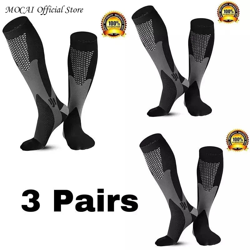 Men's Compression Socks for Running, Travel, Varicose Veins & Recovery, Breathable Support Stockings