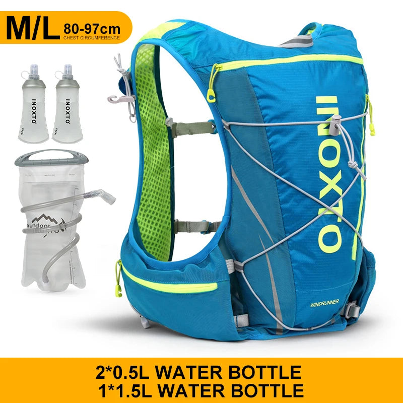 8L Hydration Running Vest Backpack with 1.5L Water Bladder & 500ml Bottles