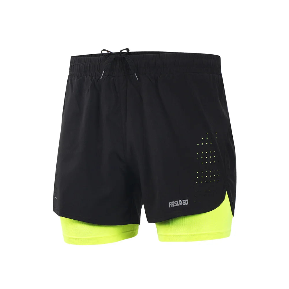 ARSUXEO Men's 2-in-1 Running Shorts with Compression Liner Quick Dry Gym Training Shorts