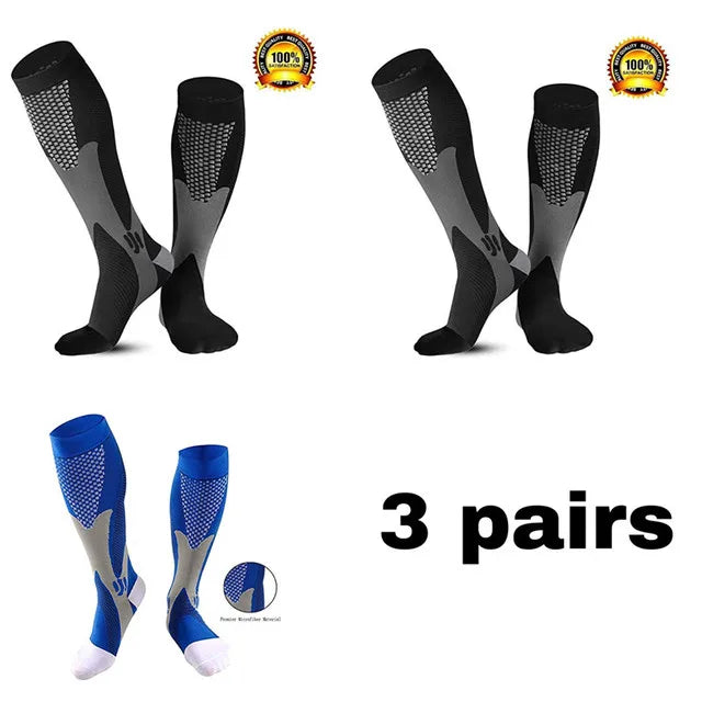 Men's Compression Socks for Running, Travel, Varicose Veins & Recovery, Breathable Support Stockings