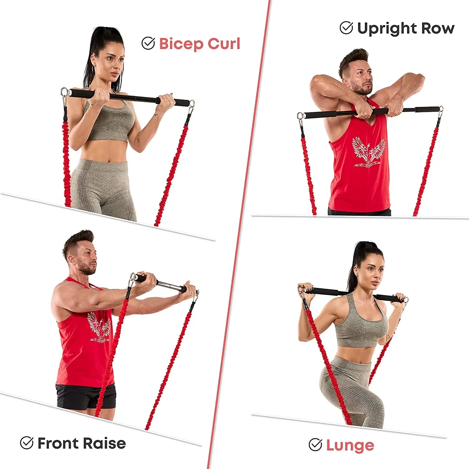 Workout Bar & Resistance Bands Set – Full Body Strength Training for Home & Gym