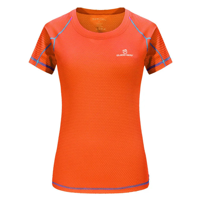 QUESHARK Women’s Quick Dry Running T-Shirt – Breathable Short Sleeve Fitness Top