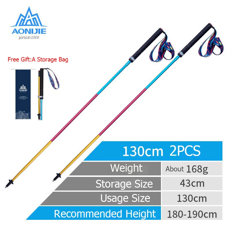 2pcs Z-Pole Carbon Fiber Folding Trekking Poles | Ultralight Quick Lock Hiking and Trail Running