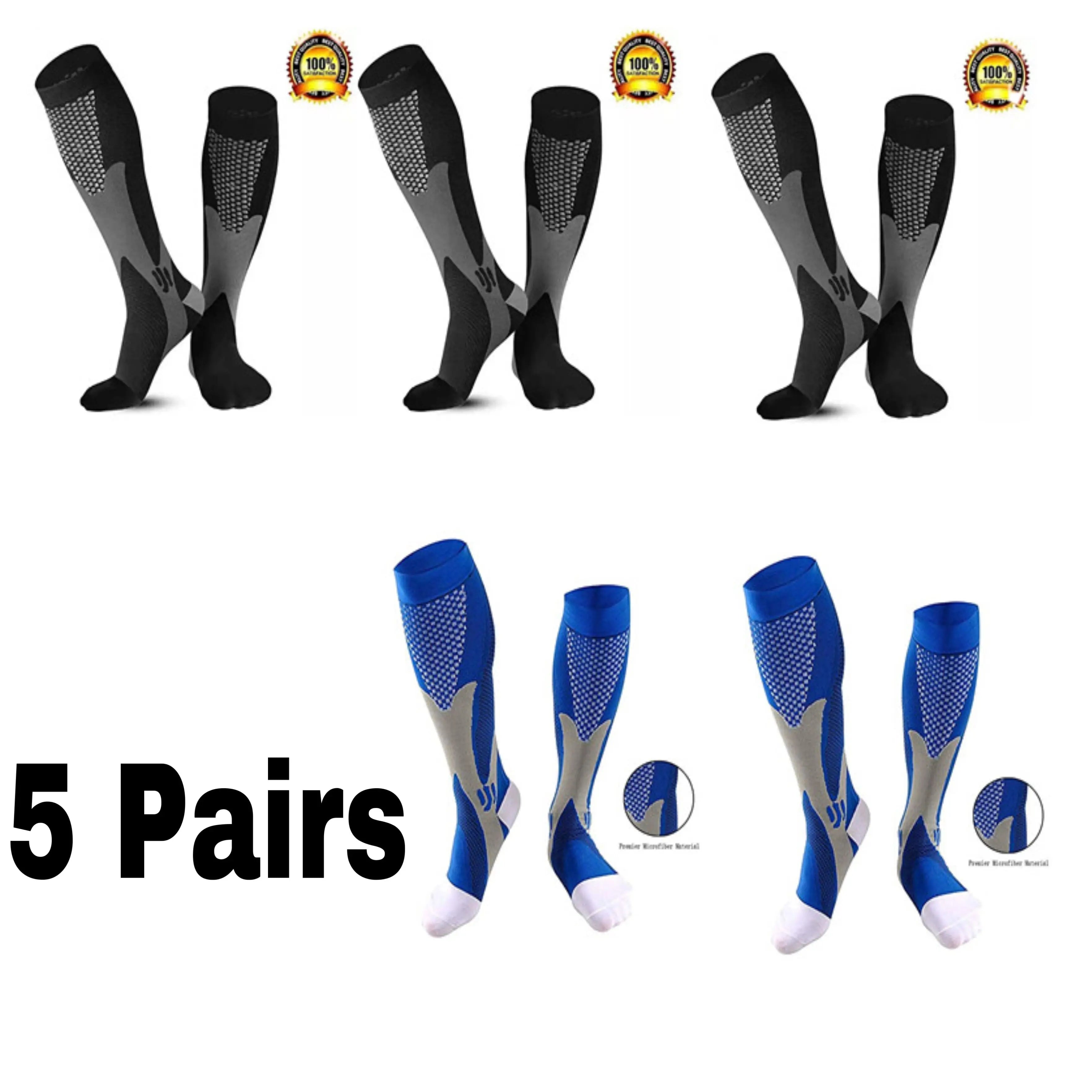 Men's Compression Socks for Running, Travel, Varicose Veins & Recovery, Breathable Support Stockings