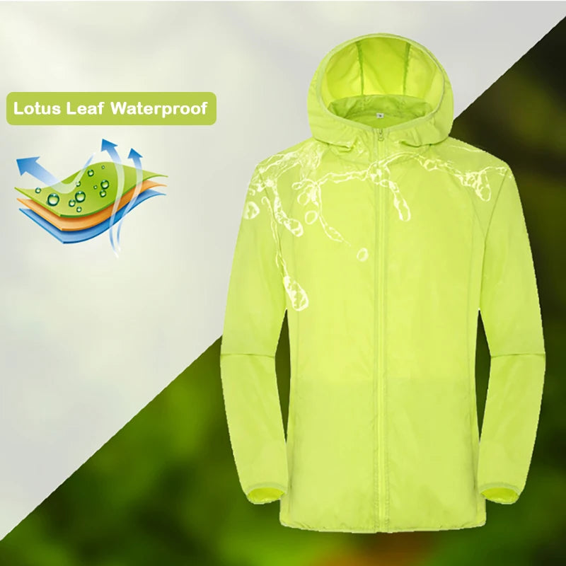 LNGXO Camping Rain Jacket – Unisex Waterproof Sun Protection Windbreaker with Pocket
