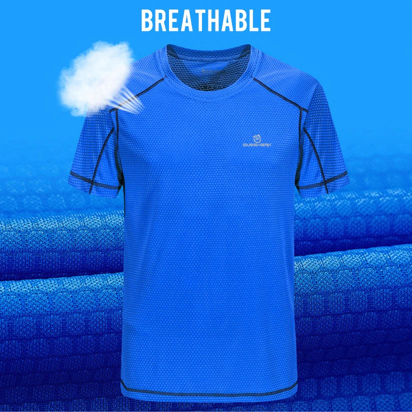 QUESHARK Men’s Quick Dry Running T-Shirt – Ultralight Breathable Gym Fitness Top