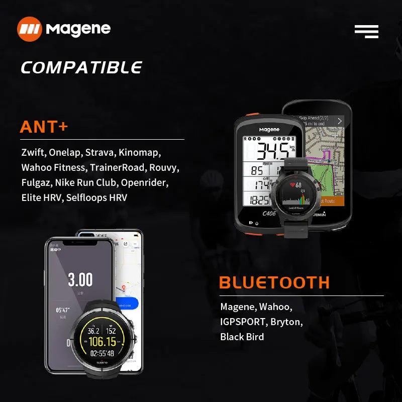 MAGENE Mover H64 Heart Rate Sensor – Dual ANT+ & Bluetooth Chest Strap for Sports & Cycling