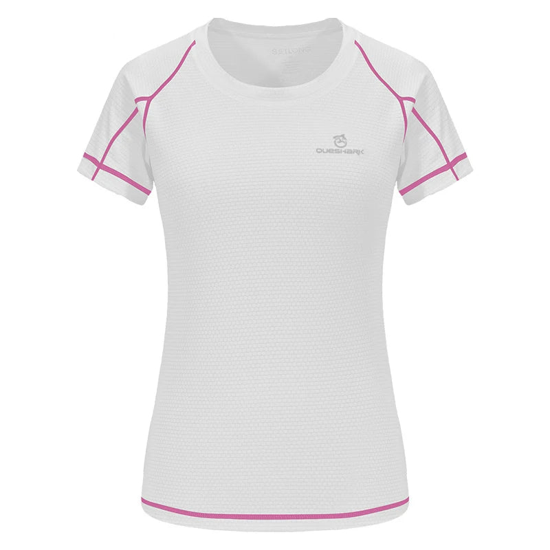 QUESHARK Women’s Quick Dry Running T-Shirt – Breathable Short Sleeve Fitness Top