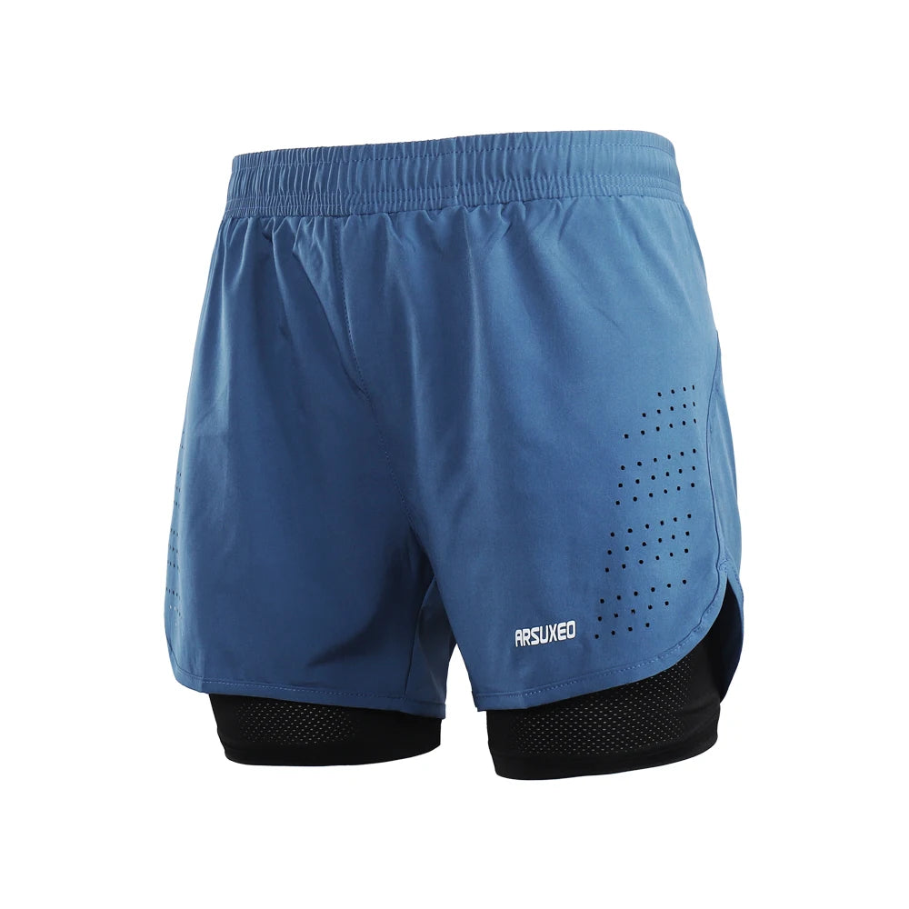 ARSUXEO Men's 2-in-1 Running Shorts with Compression Liner Quick Dry Gym Training Shorts