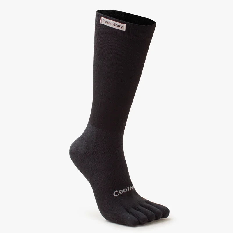 Men’s Five Finger Split Toe Sports Socks Anti-Odour Cotton Knee-High Running Socks