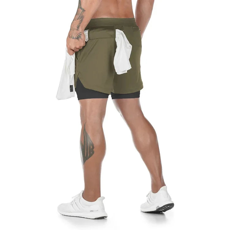 GACAYALL Men’s Camo Running Shorts 2-in-1 Quick Dry Gym Training Shorts
