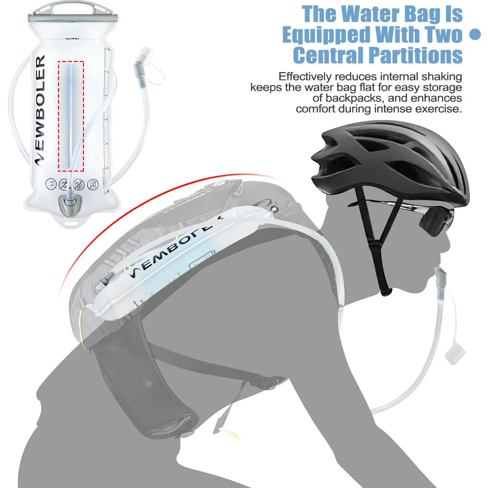NEWBOLER 2L Hydration Water Bladder – BPA-Free PEVA Reservoir for Running & Cycling