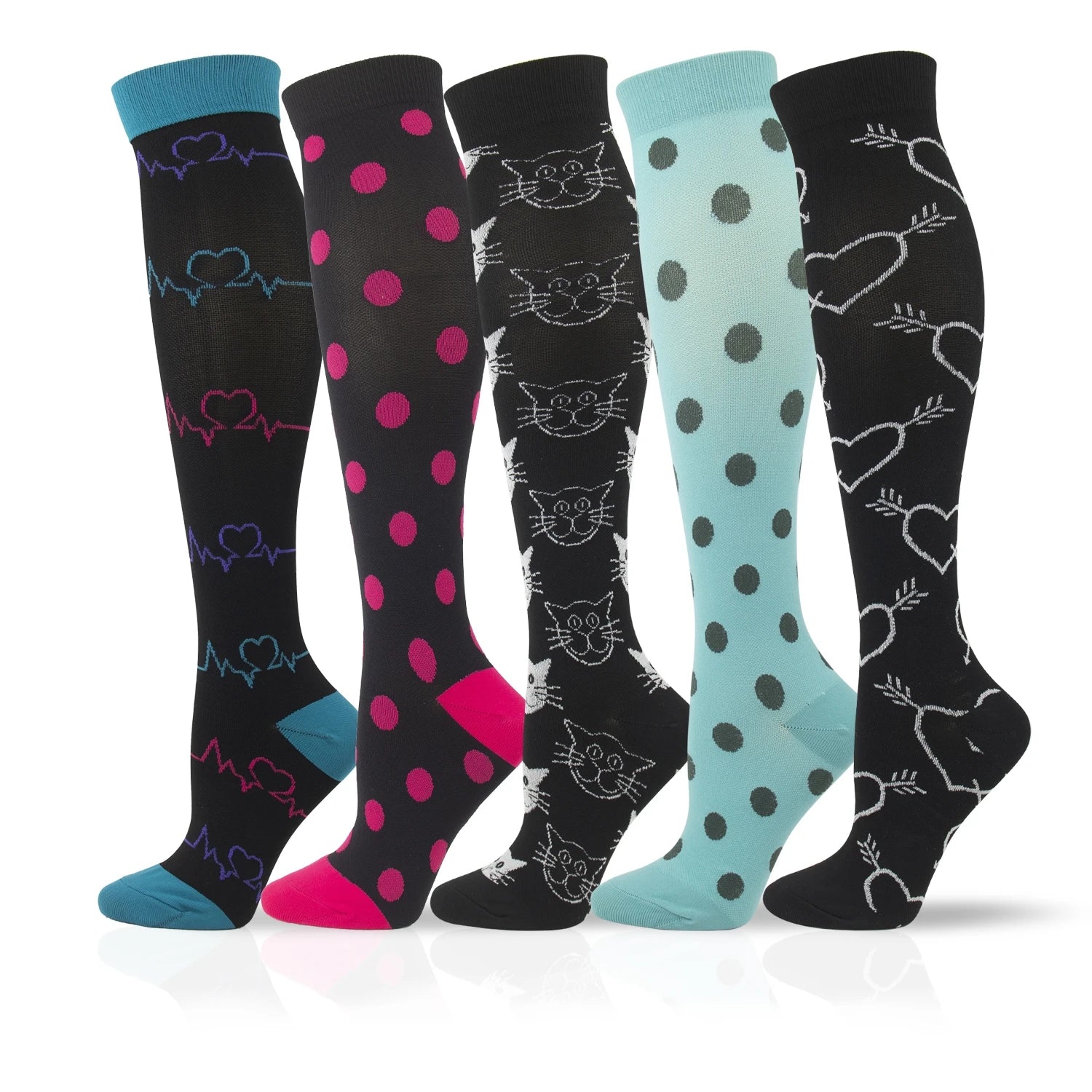3/5/6 Pairs Compression Socks – Unisex Support for Running, Varicose Veins, Pregnancy & Sports