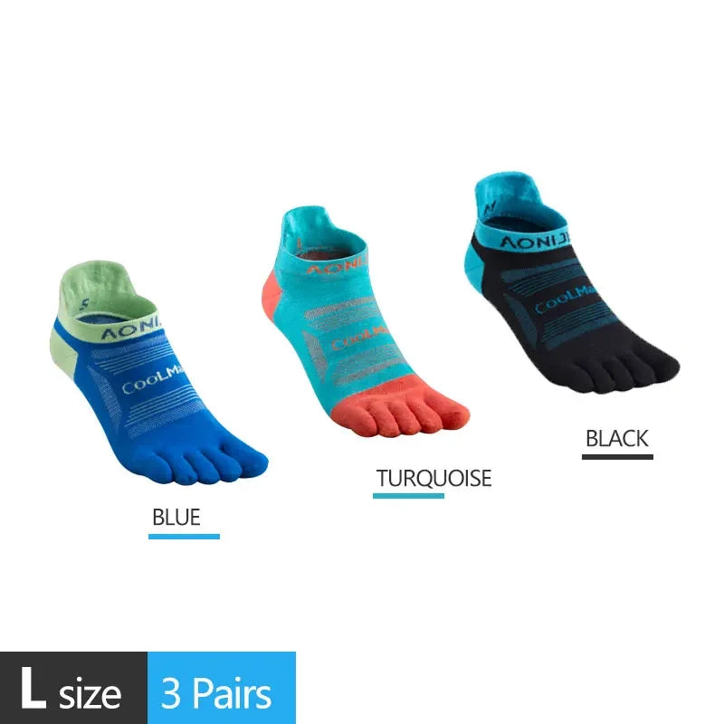 AONIJIE E4801/E4802 Five-Toe Running Socks Low Cut Athletic Toe Socks 3-Pack