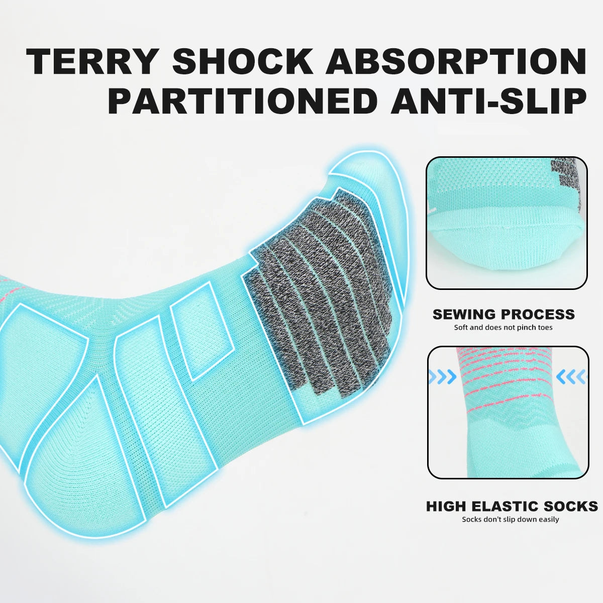 WRELS Athletic Cushion Running Socks – Moisture Wicking, Shock-Absorbing & Anti-Blister