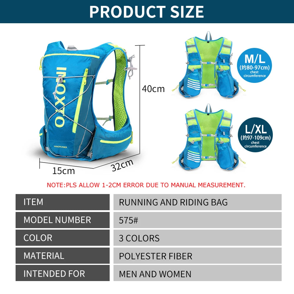 8L Hydration Running Vest Backpack with 1.5L Water Bladder & 500ml Bottles