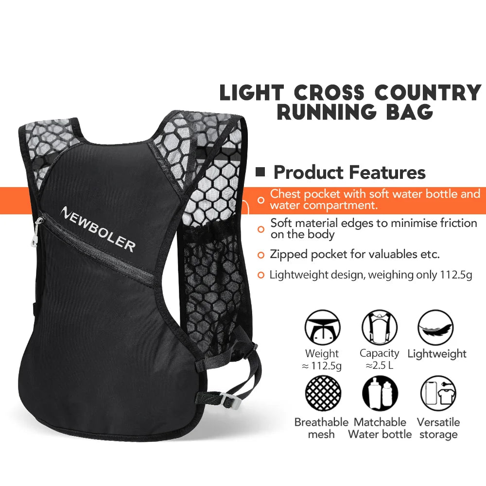 NEWBOLER Ultra-Light Cycling Hydration Backpack 2.5L Outdoor MTB Hiking Bag