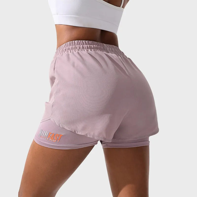 MERMAID CURVE Women’s 2-in-1 Quick-Dry Running Shorts – Breathable, Drawstring Waist