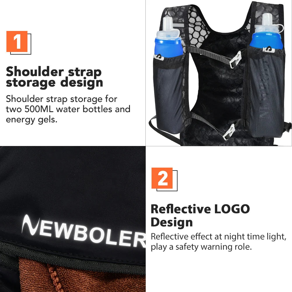 NEWBOLER Ultralight Trail Running Hydration Vest Backpack with Bottle