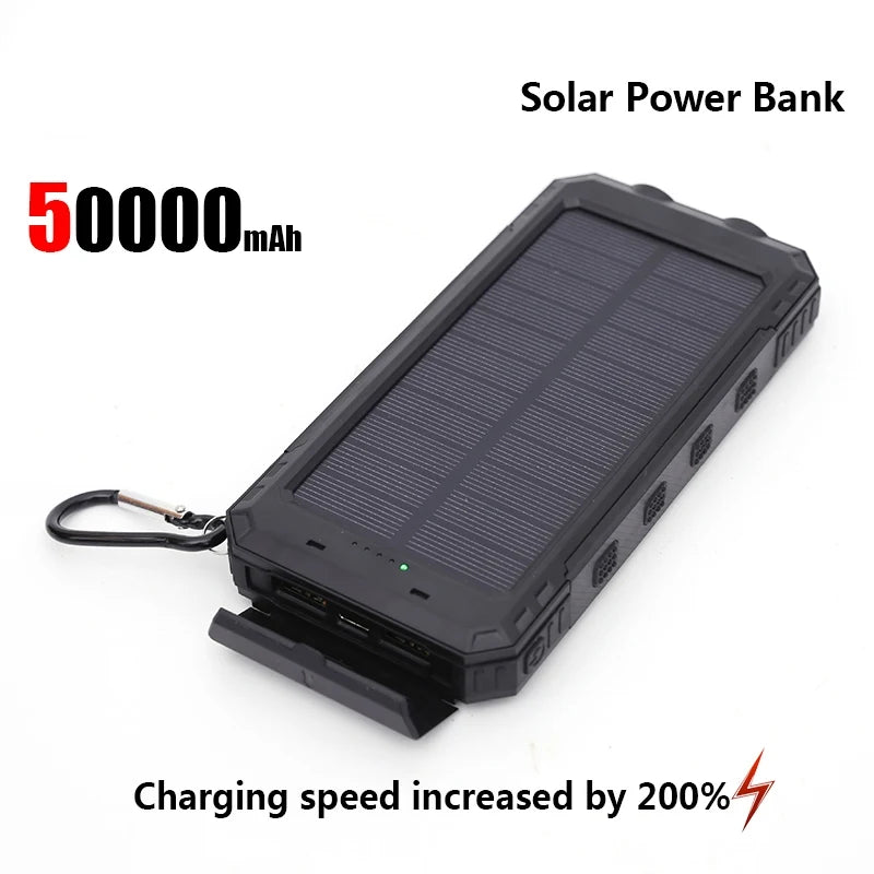ONEPLUS 50000mAh Solar Power Bank – Fast Charge, LED Light, Outdoor USB Battery Charger