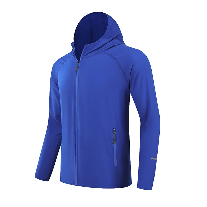 Men’s Lightweight Running Jacket with Hood, Reflective, Quick-Dry for Outdoor Sports, Breathable