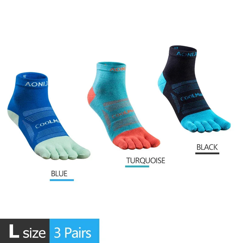 AONIJIE E4801/E4802 Five-Toe Running Socks Low Cut Athletic Toe Socks 3-Pack