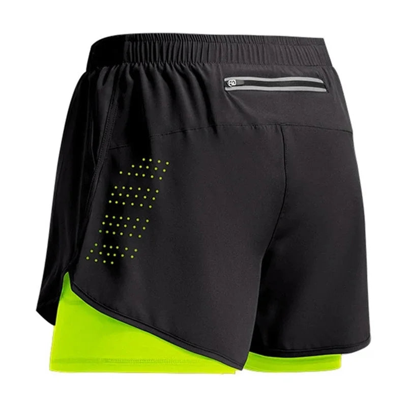 Men's 2-in-1 Double-Decker Sports Shorts – Quick-Dry Gym & Running Activewear