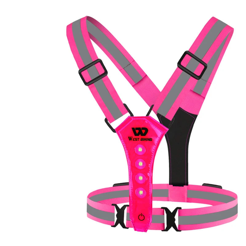 USB Rechargeable LED Reflective Vest | Adjustable High Visibility Safety Vest for Night Running