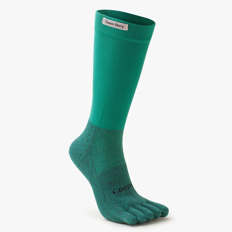 Men’s Five Finger Split Toe Sports Socks Anti-Odour Cotton Knee-High Running Socks