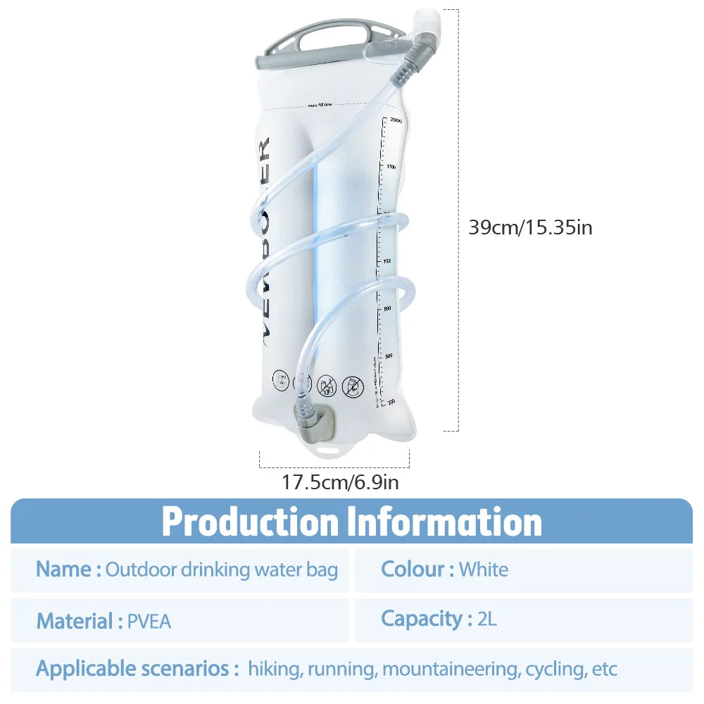 NEWBOLER 2L Hydration Water Bladder – BPA-Free PEVA Reservoir for Running & Cycling