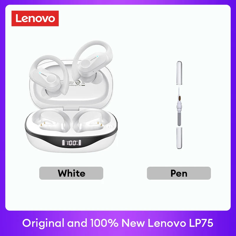 LENOVO LP75 TWS Bluetooth 5.3 Earphones with LED Display & Sports Ear Hooks