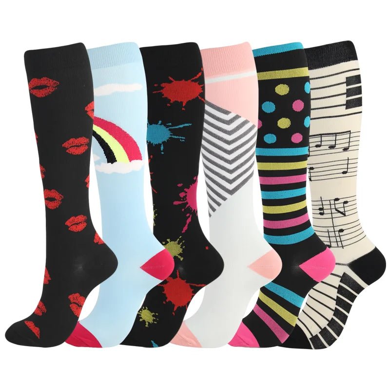 3/5/6 Pairs Compression Socks – Unisex Support for Running, Varicose Veins, Pregnancy & Sports
