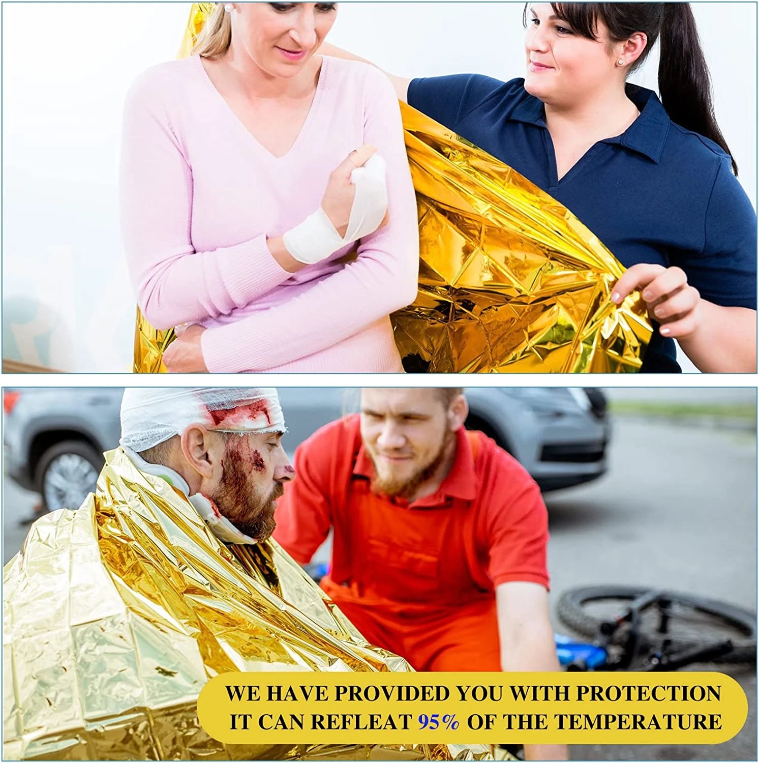 Outdoor Emergency Survival Blanket Gold-Silver Thermal Foil 130 × 210cm