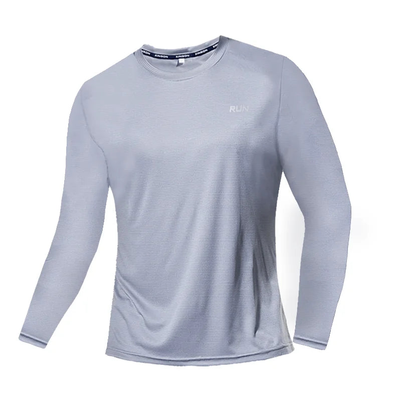 Summer Ice Silk Long Sleeve T-Shirt for Men – Quick Dry, Breathable Sun Protection
