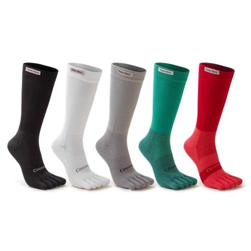 Men’s Five Finger Split Toe Sports Socks Anti-Odour Cotton Knee-High Running Socks