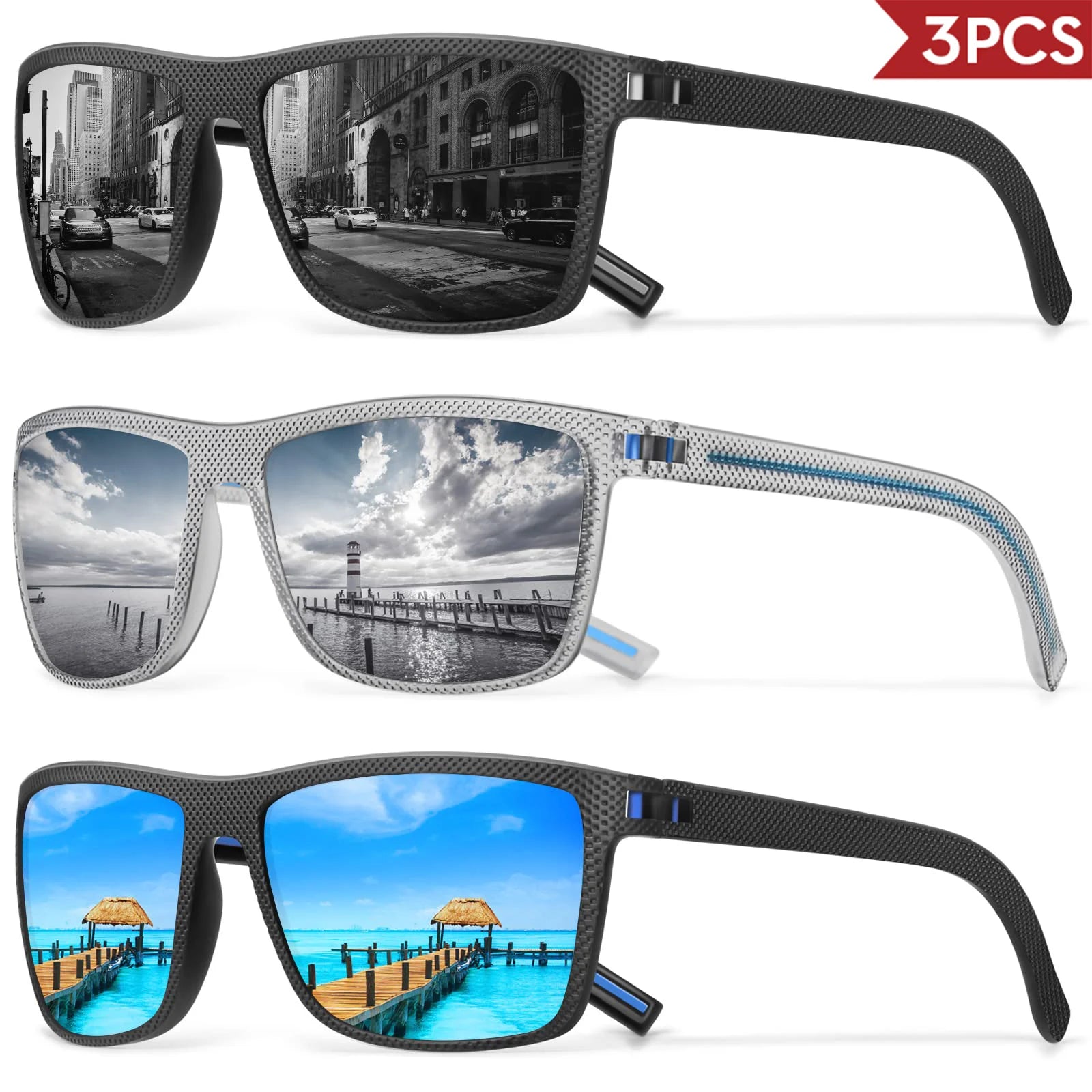 VEGUEROS Polarized Sunglasses UV400 Square Designer Shades for Men & Women