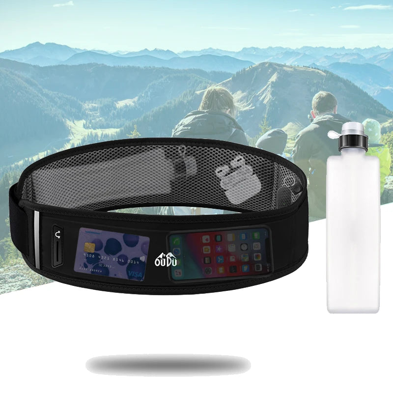 Running Belt Bag with Water Bottle Pocket | Reflective Waist Pack for Men & Women | QUESHARK