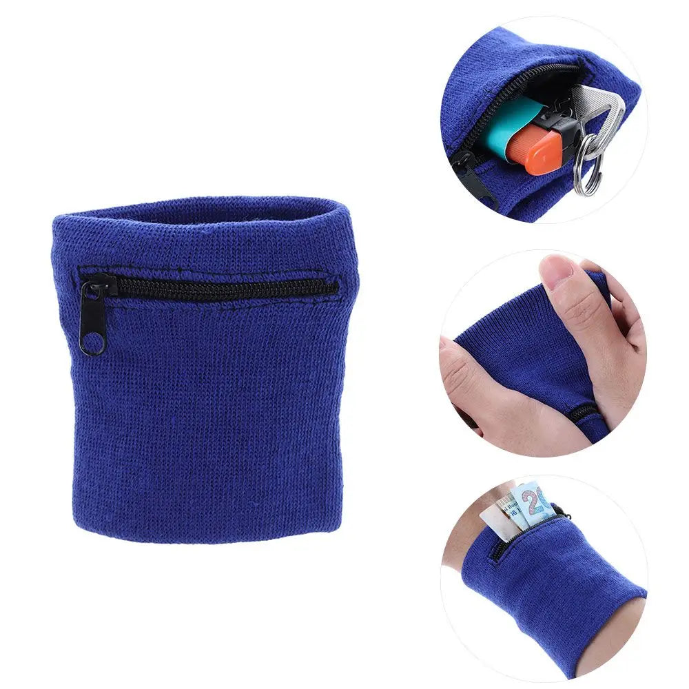Sports Wristband with Zipper Pocket – Sweatband & Key Holder for Running, Cycling, Travel