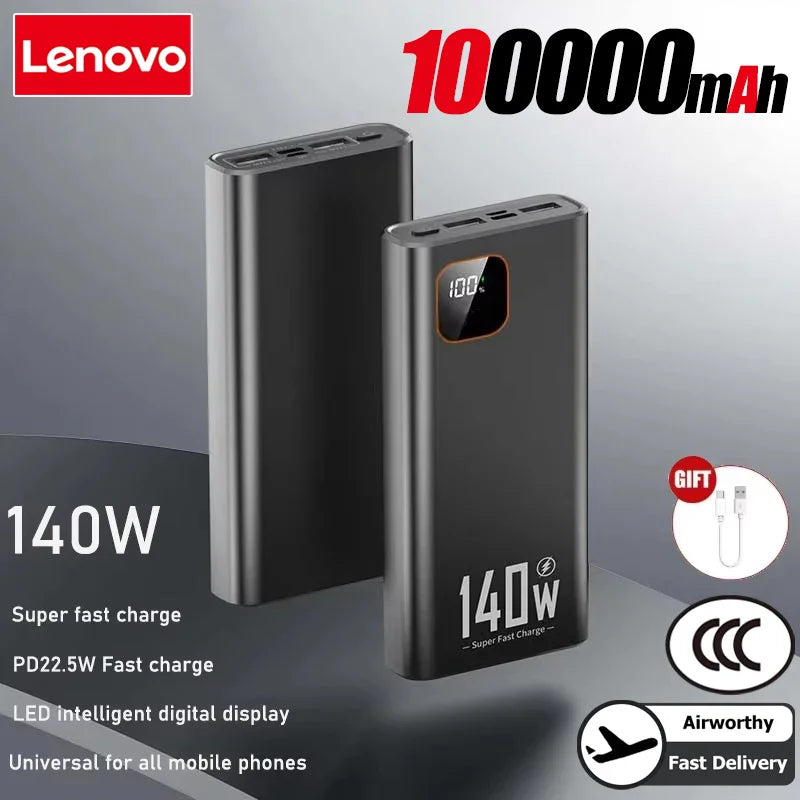 LENOVO 140W Power Bank High Capacity Portable Charger with Fast Charging & Display