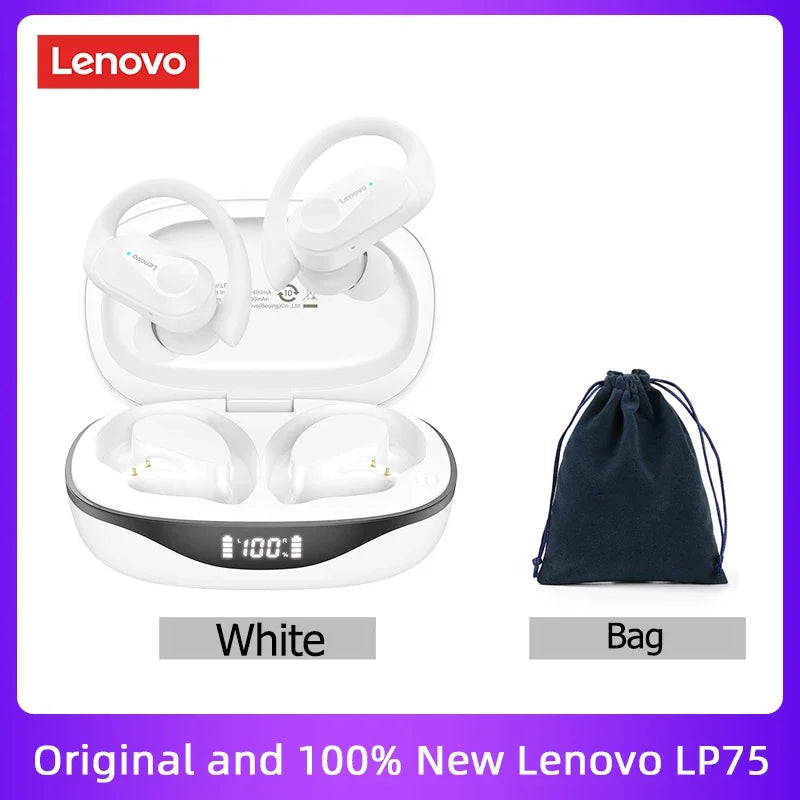 LENOVO LP75 TWS Bluetooth 5.3 Earphones with LED Display & Sports Ear Hooks