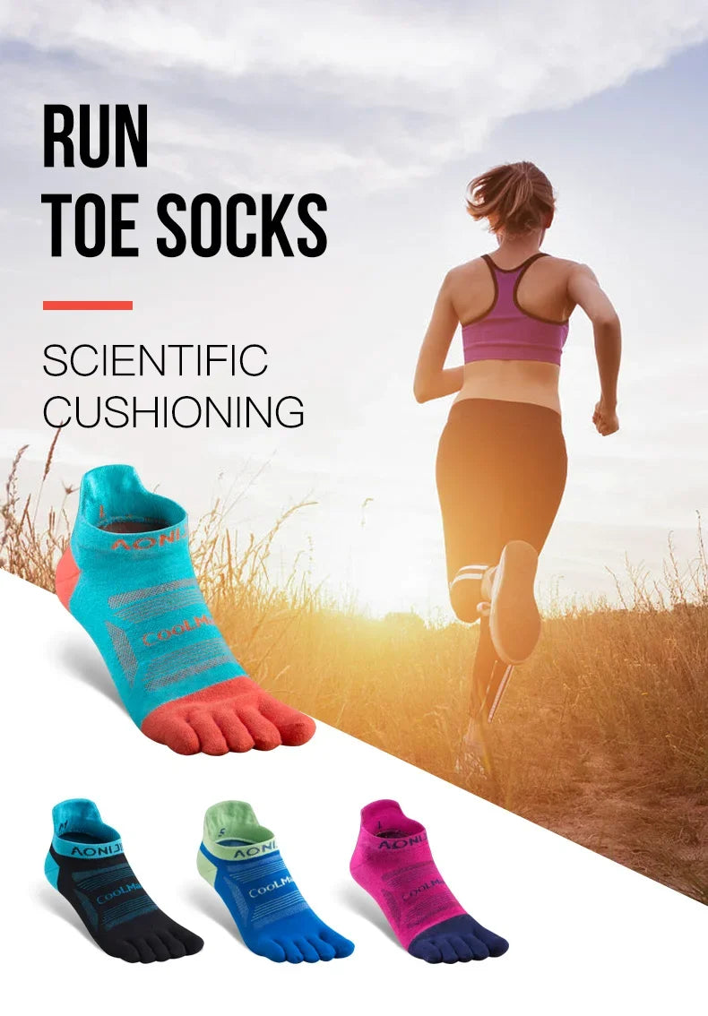 AONIJIE Five-Toe Running Socks Low Cut & Quarter Athletic Toe Socks
